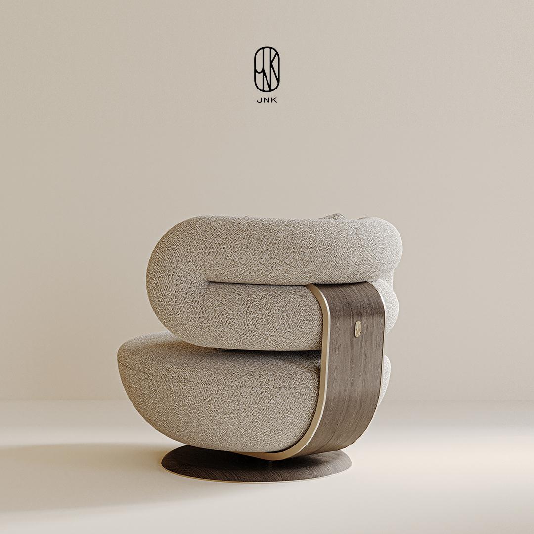 Turkish Modern Mone Armchair and Pouf For Sale