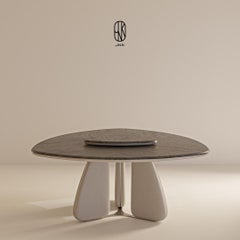 Modern Mone Dining Table by JNK, Hand-Crafted, Leather & Wood, Turkey
