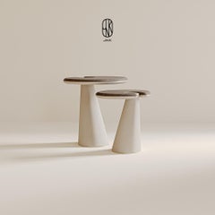 Zweiteiliges Mone-Beistelltisch-Set mit Travertin- und Holzoptionen von JNK