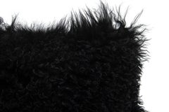 Modern Mongolian Lamb Fur Single Side Pillow In Black