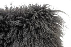 Modern Mongolian Lamb Fur Single Side Pillow In Gray