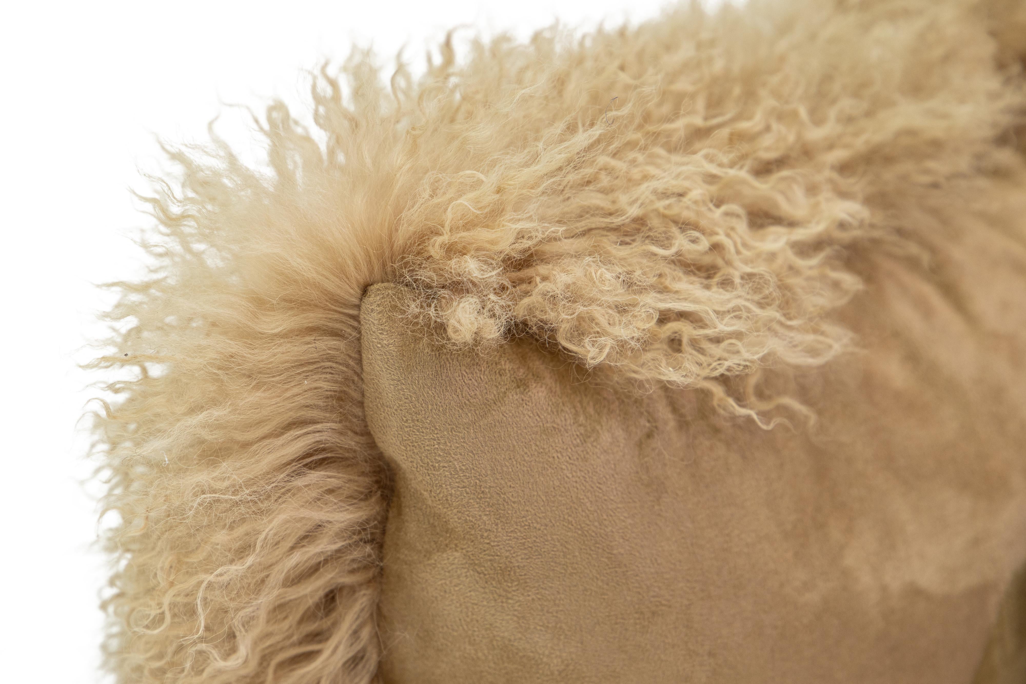 Migliora l'arredamento della tua casa con il cuscino laterale singolo in pelliccia di agnello della Mongolia Modern-Decor. Progettato con cura meticolosa e realizzato con materiali di lusso, questo cuscino di 12