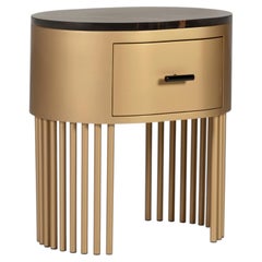 Modern Mons Bedside Table, Sahara Noir Marble, Handmade Portugal by Greenapple