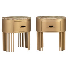 Modern Mons Bedside Table, Set/2, Green Onyx, Handmade in Portugal by Greenapple