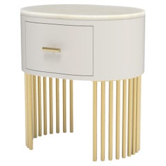 Modern Mons Bedside Table, White Onyx, Handmade in Portugal by Greenapple