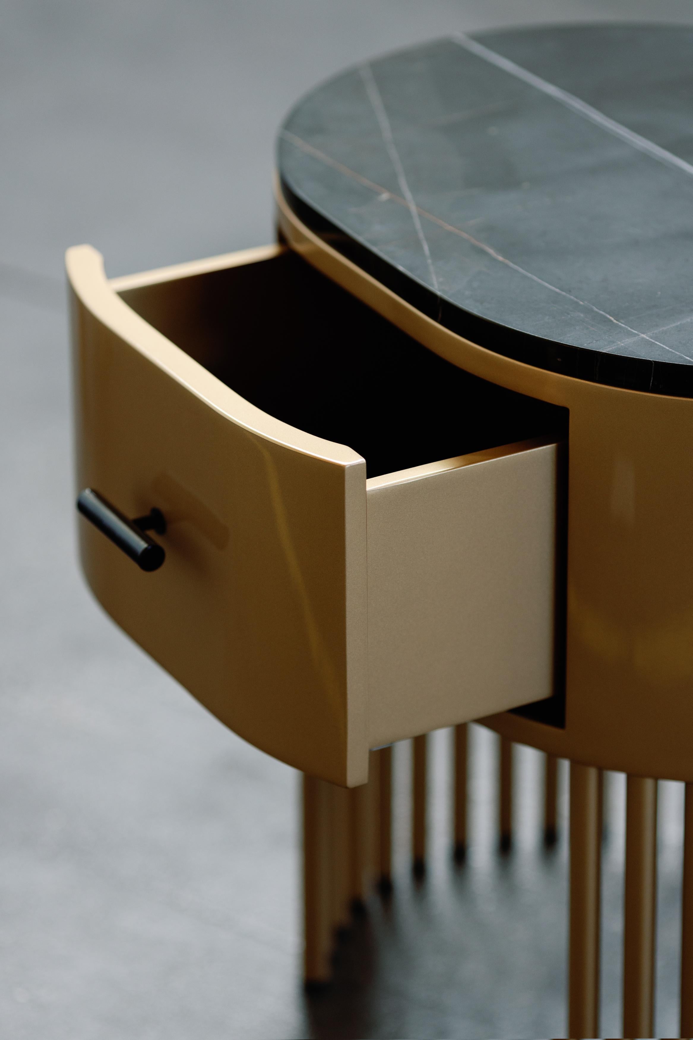 Table de nuit moderne Mons Table de chevet Set/2, Marbre, Or, Handmade by Greenapple en vente 4