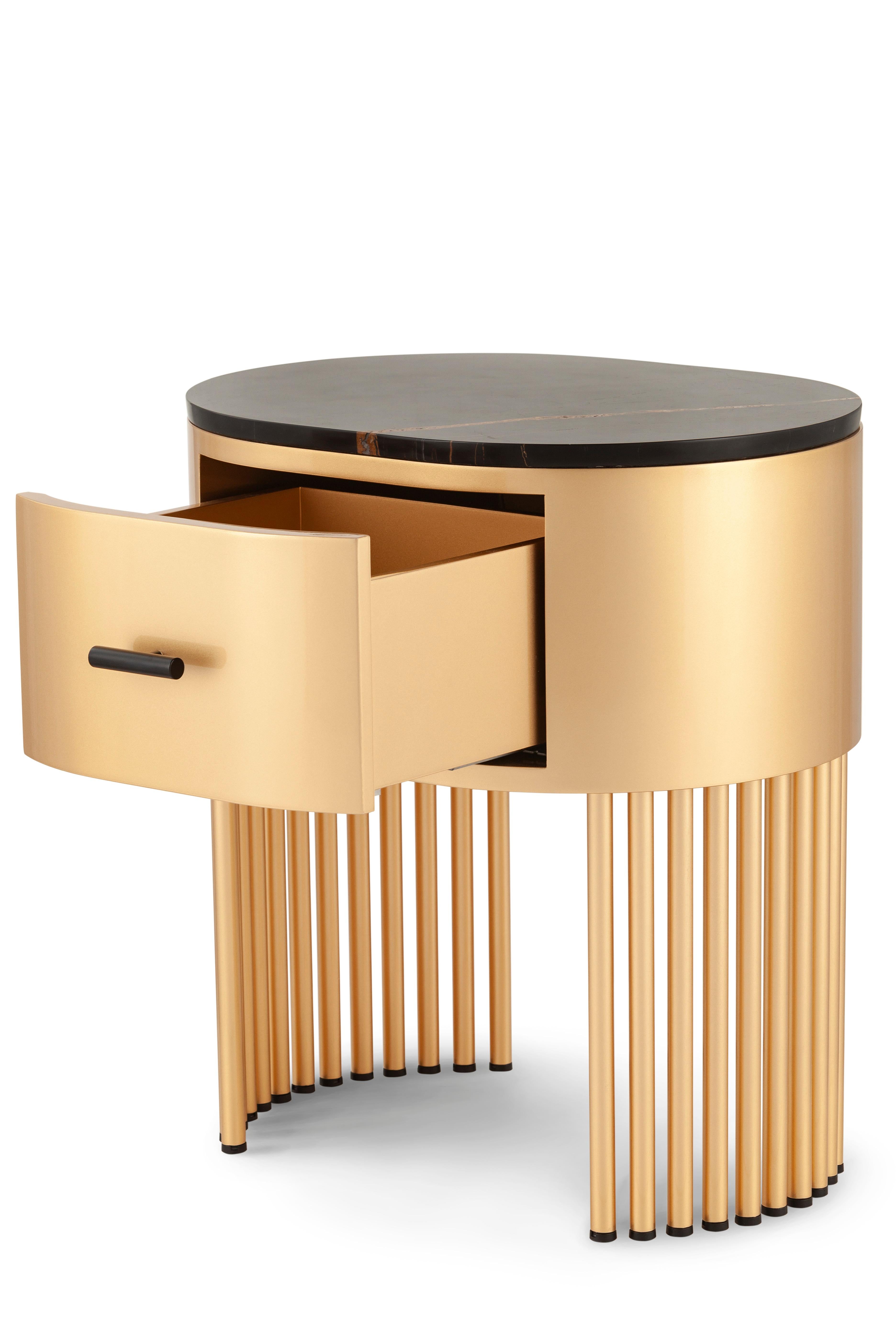 Table de nuit moderne Mons Table de chevet Set/2, Marbre, Or, Handmade by Greenapple en vente 6