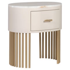 Modern Mons Vanilla Onyx and Brass Bedside Table, Set/2, Handmade by Greenapple