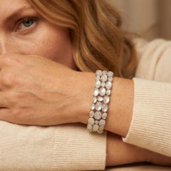 Modernes Mondstein- und Diamantarmband aus 18 Karat Weißgold