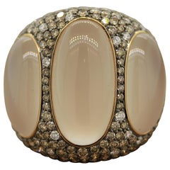 Modern Moonstone Diamond Gold Cocktail Ring