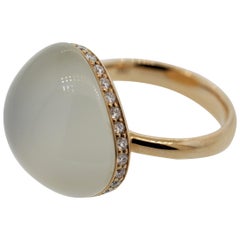 Modern Moonstone Diamond Gold Ring