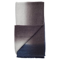 Modern Moonstruck Merino Throw Handwoven in Blue Gray Black Soft Ombre Hues