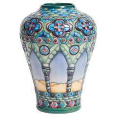 Vintage Modern MOORCROFT Meknes Pattern 576/9 Vase, designed by Beverley Wilkes numbered