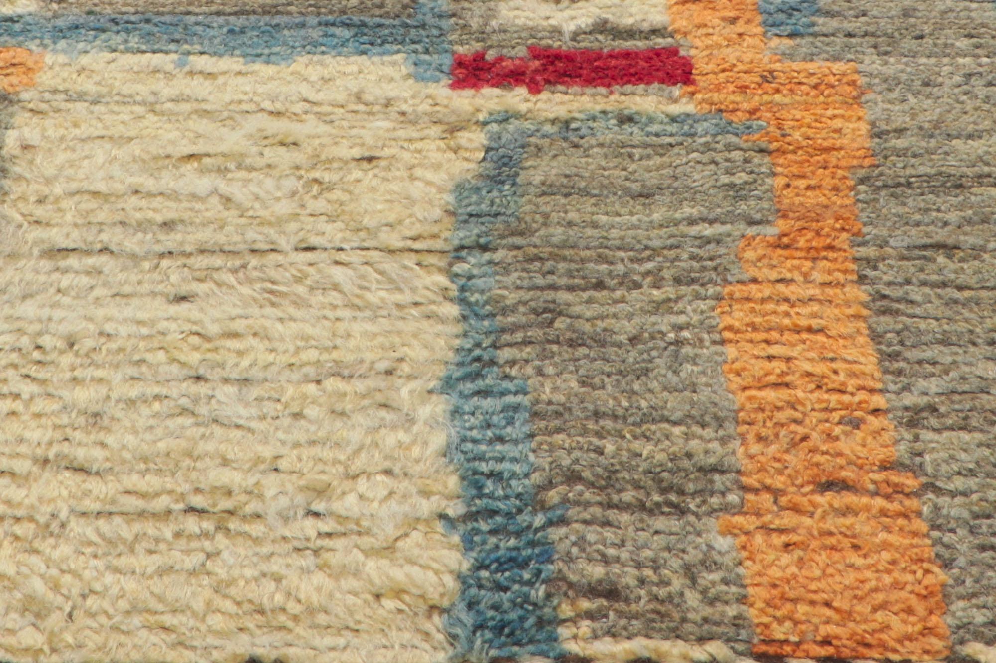 Moderner marokkanischer Teppich, abstrakter Kubismus trifft auf Gunta Stolzl Bauhaus-Stil im Zustand „Neu“ im Angebot in Dallas, TX
