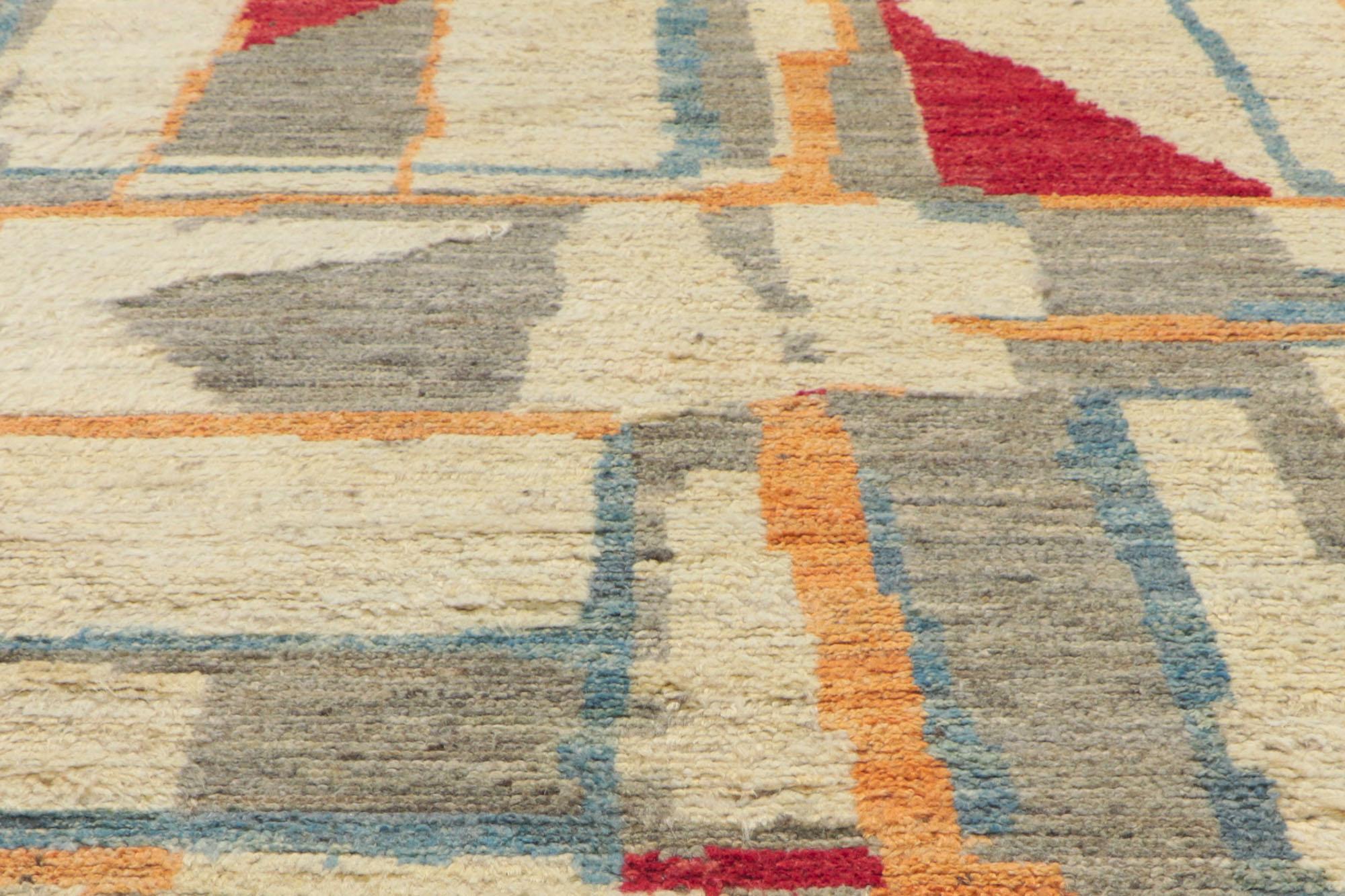 Moderner marokkanischer Teppich, abstrakter Kubismus trifft auf Gunta Stolzl Bauhaus-Stil (21. Jahrhundert und zeitgenössisch) im Angebot