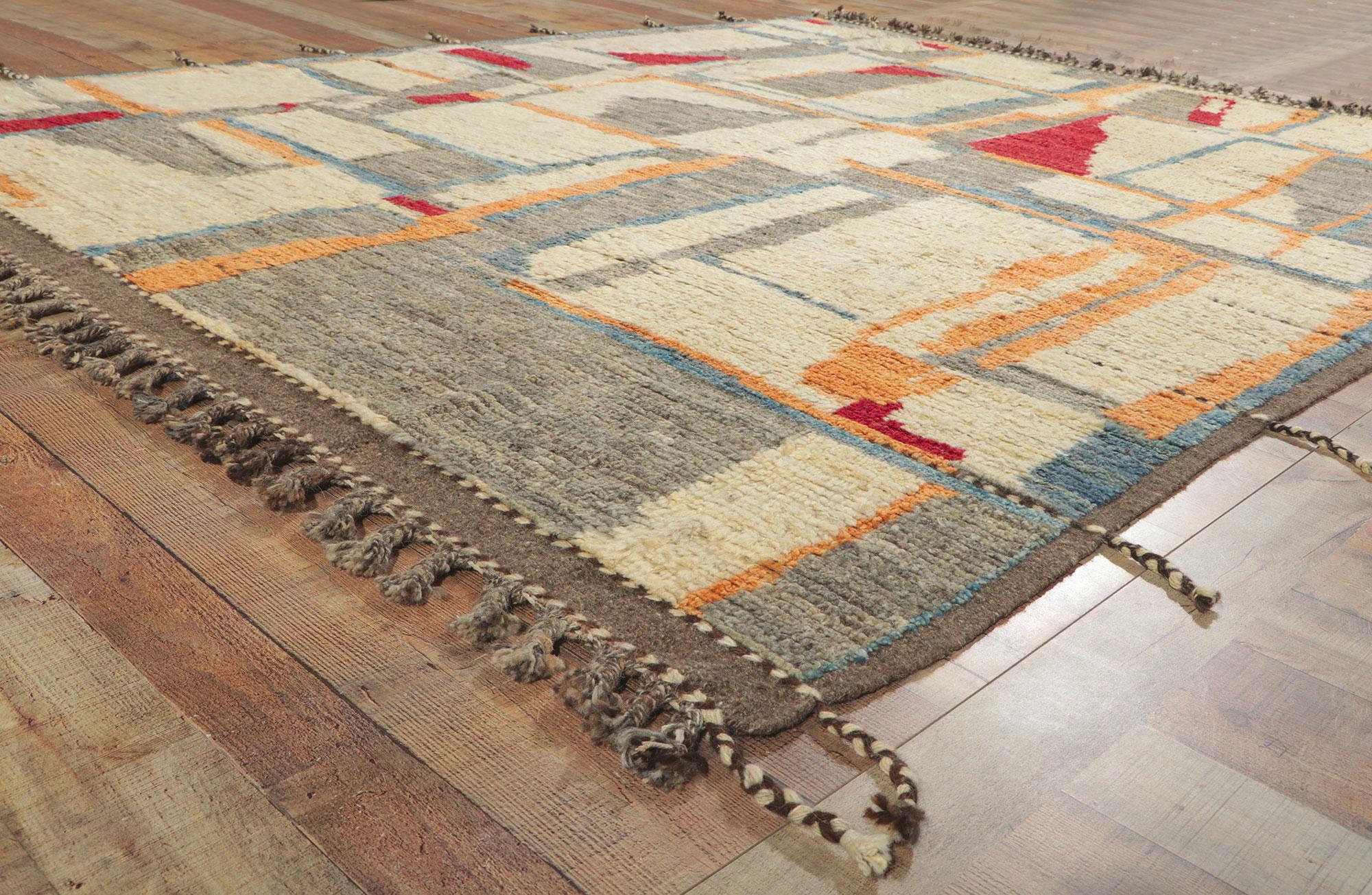 Moderner marokkanischer Teppich, abstrakter Kubismus trifft auf Gunta Stolzl Bauhaus-Stil im Angebot 1