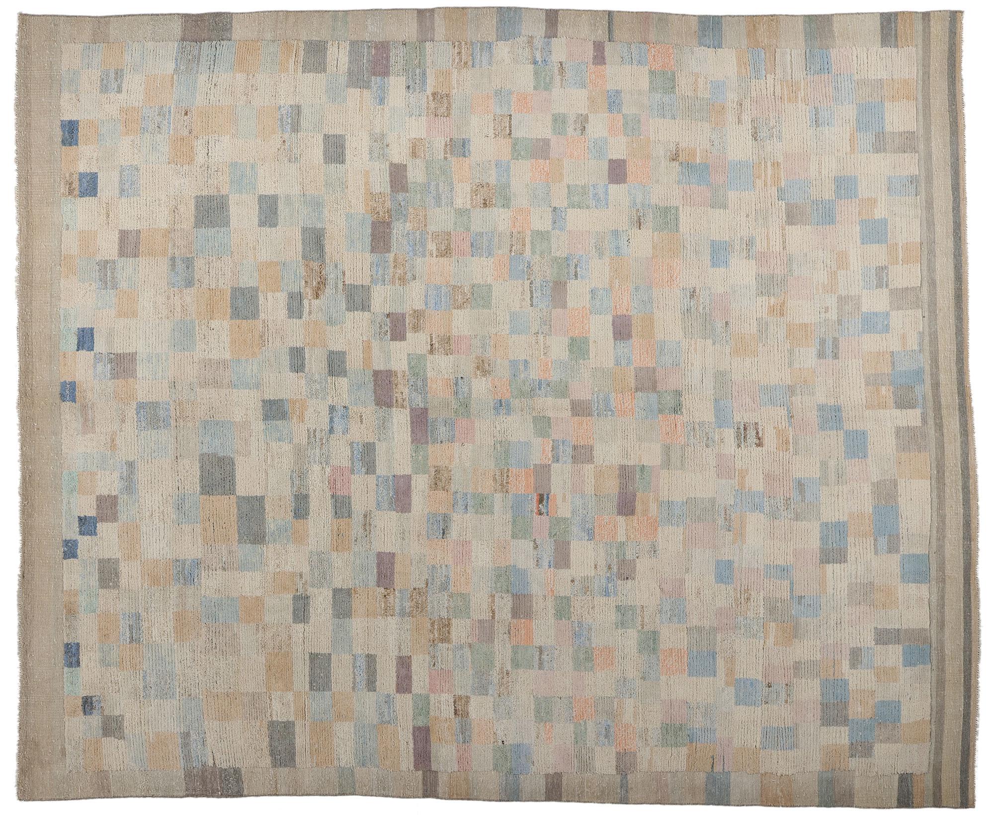 81091 Modern Bauhaus Moroccan Rug, 09'03 x 11'01. Step into a realm where artistic movements collide and cultural heritage takes on a contemporary guise with our exquisite hand-knotted wool Modern Bauhaus Moroccan rug. This stunning piece transcends