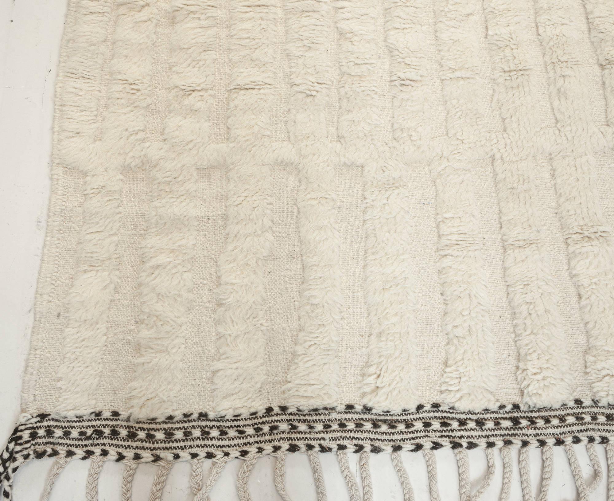 Modern Moroccan Beige High-Low Knotted Wool Rug by Doris Leslie Blau For Sale 1