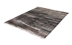 Tapis moderne marocain Beni Mrirt - Laine nouée à la main en anthracite