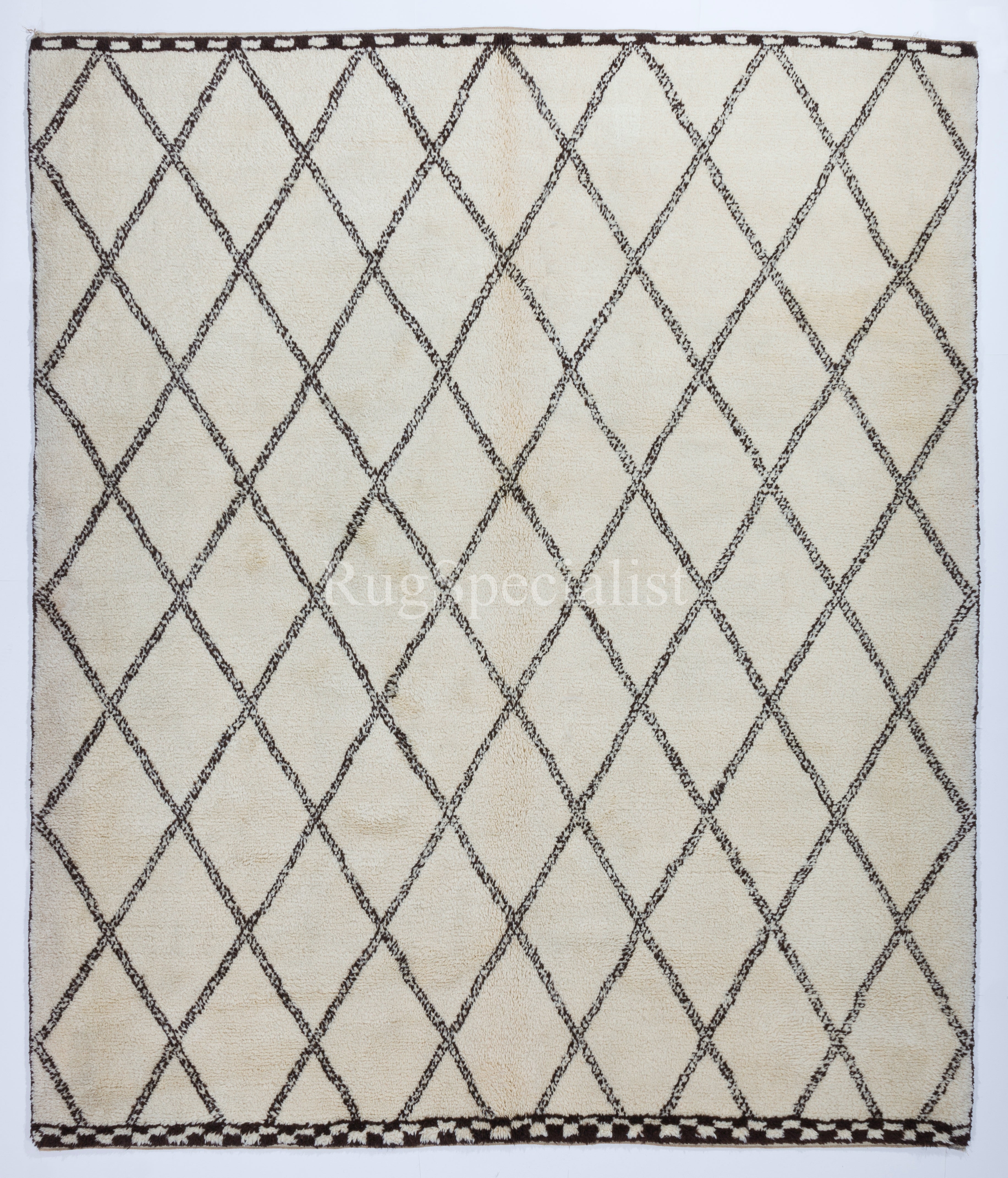 Tapis marocain Beni Ourain, 100 % laine non teintée, options personnalisées disponibles