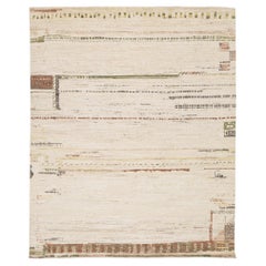 Modern Moroccan Berber Style Abstract Wool Area Rug - Neutral Earth Tones