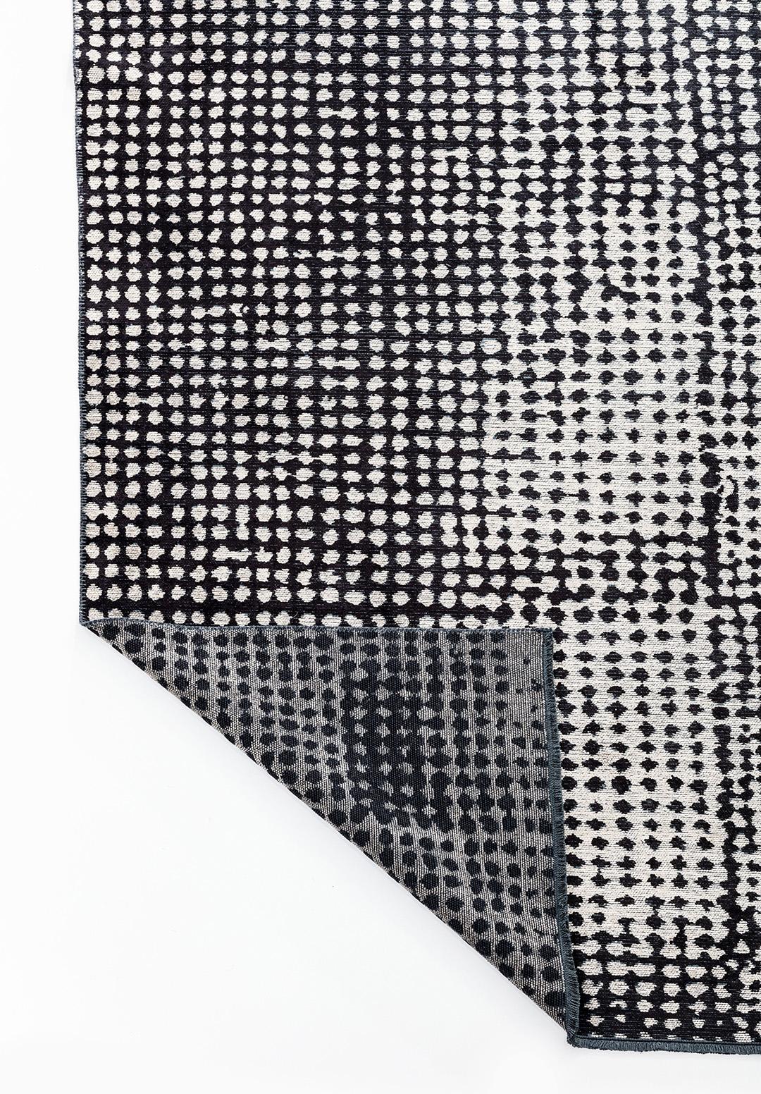 Post-Modern Modern Moroccan Berber Style Black and Silver Abstract Rug in Stock For Sale
