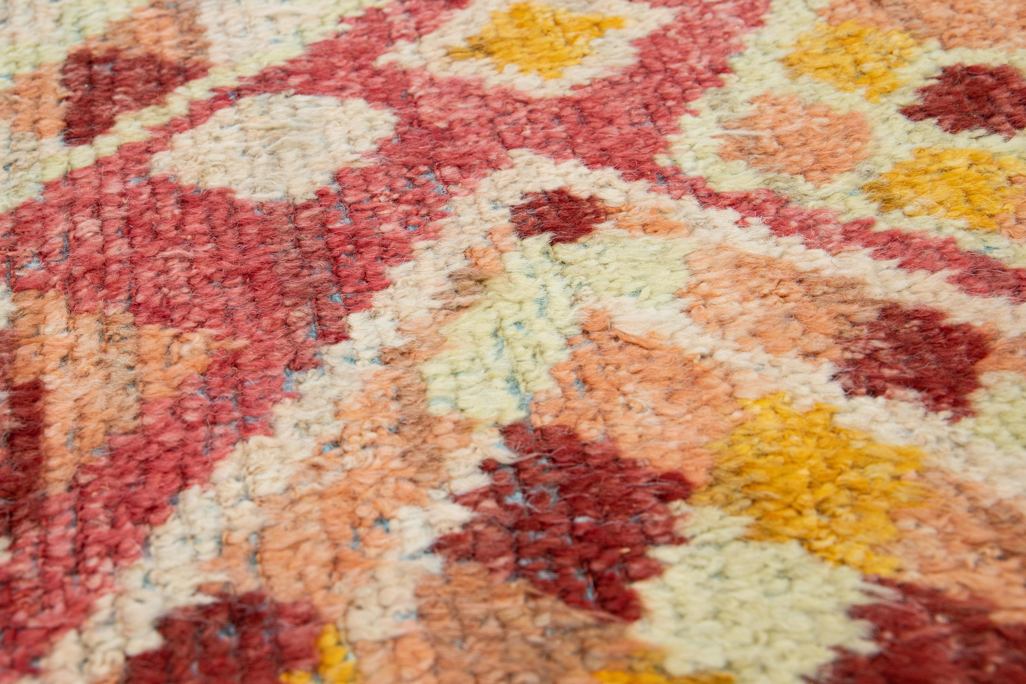 Modern Moroccan Berber Style Handmade Peach Custom Wool Rug In New Condition For Sale In Norwalk, CT