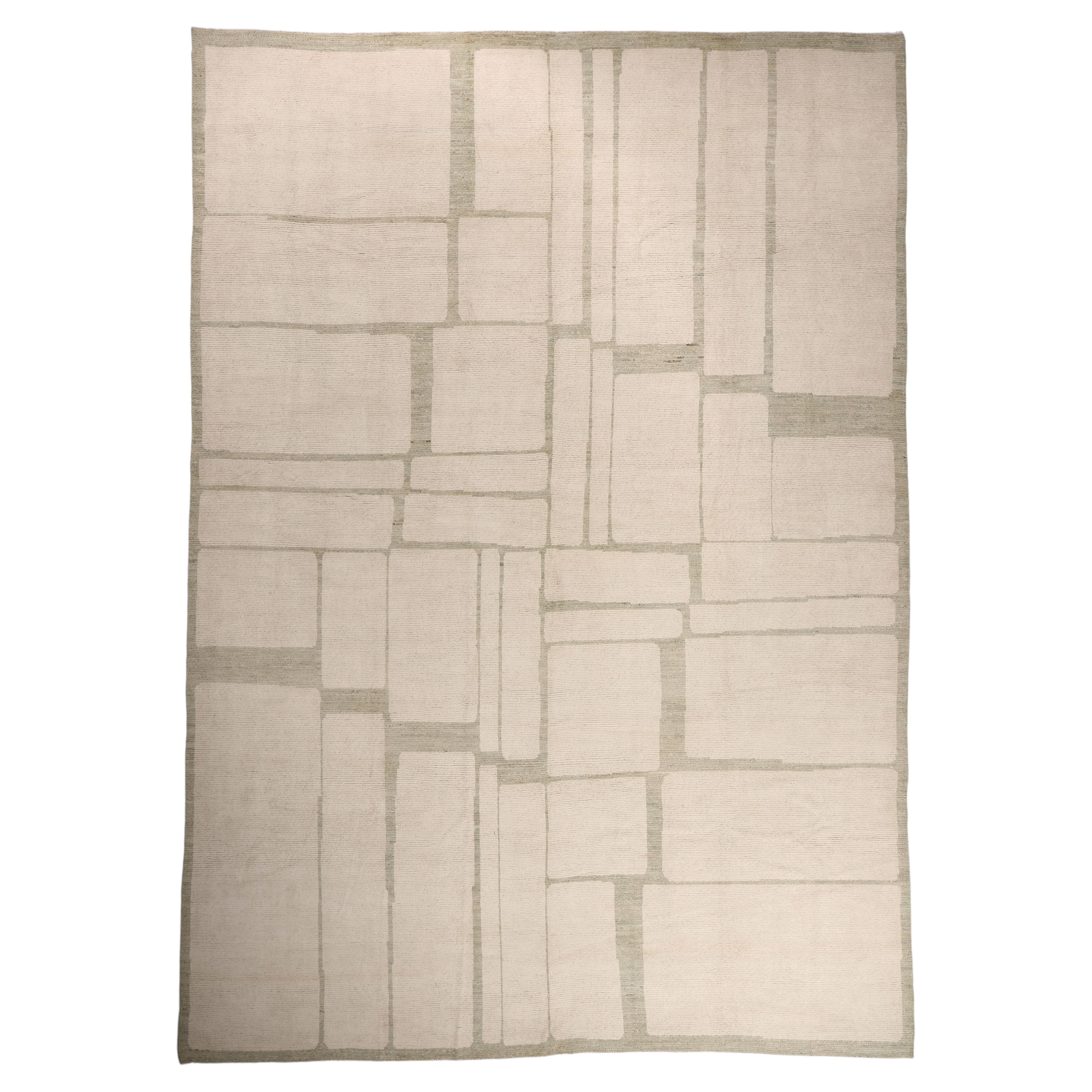 Modern Moroccan Biophilic Rug, Tranquil Japandi Meets Wabi-Sabi Enchantment