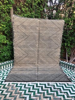 Modern Moroccan Black and White Zanafi Flatweave Kilim Rug
