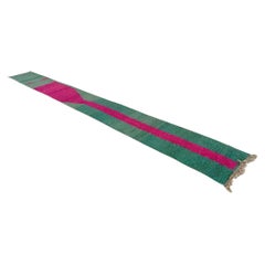 Modern Moroccan Boujad runner rug - Green/pink - 2.3x22.3feet / 72x682cm