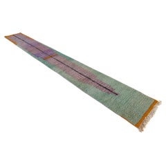 Modern Moroccan Boujad runner rug - Mint green/purple - 2.3x19.2feet / 72x587cm