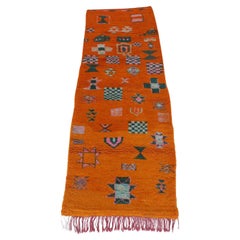 Modern Moroccan Boujad runner rug - Orange - 3.3x9.1feet / 100x278cm