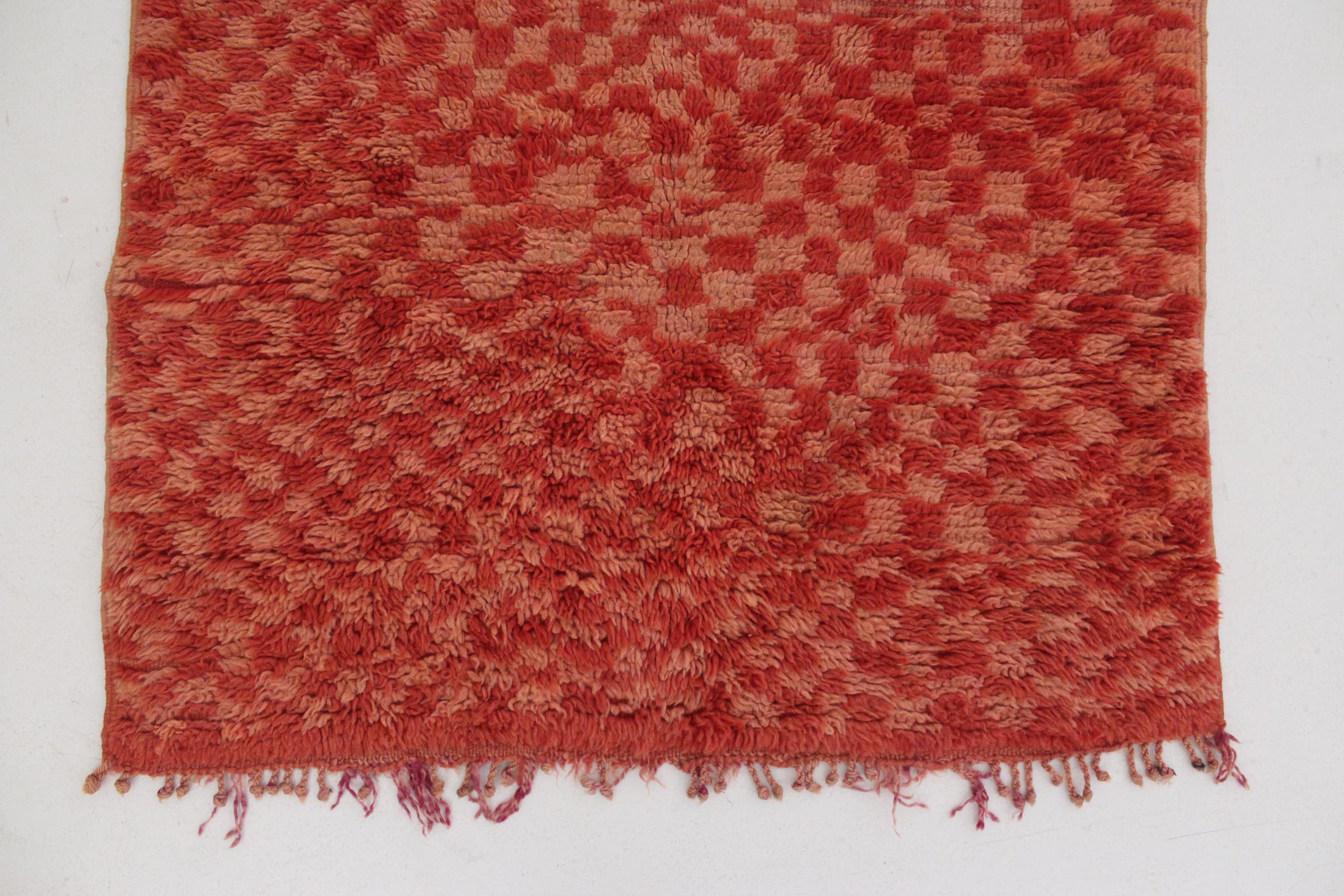 Wool Modern Moroccan Boujad runner rug - Pink - 2.9x6.3feet / 90x193cm