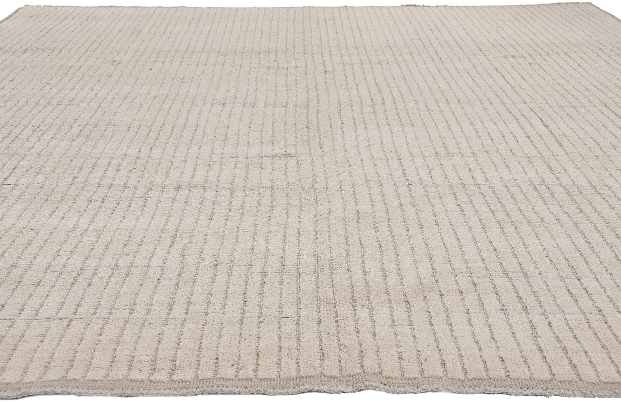 Pakistani Modern Moroccan Brutalist Rug, Warm Japandi Meets Simplistic Brutalism For Sale