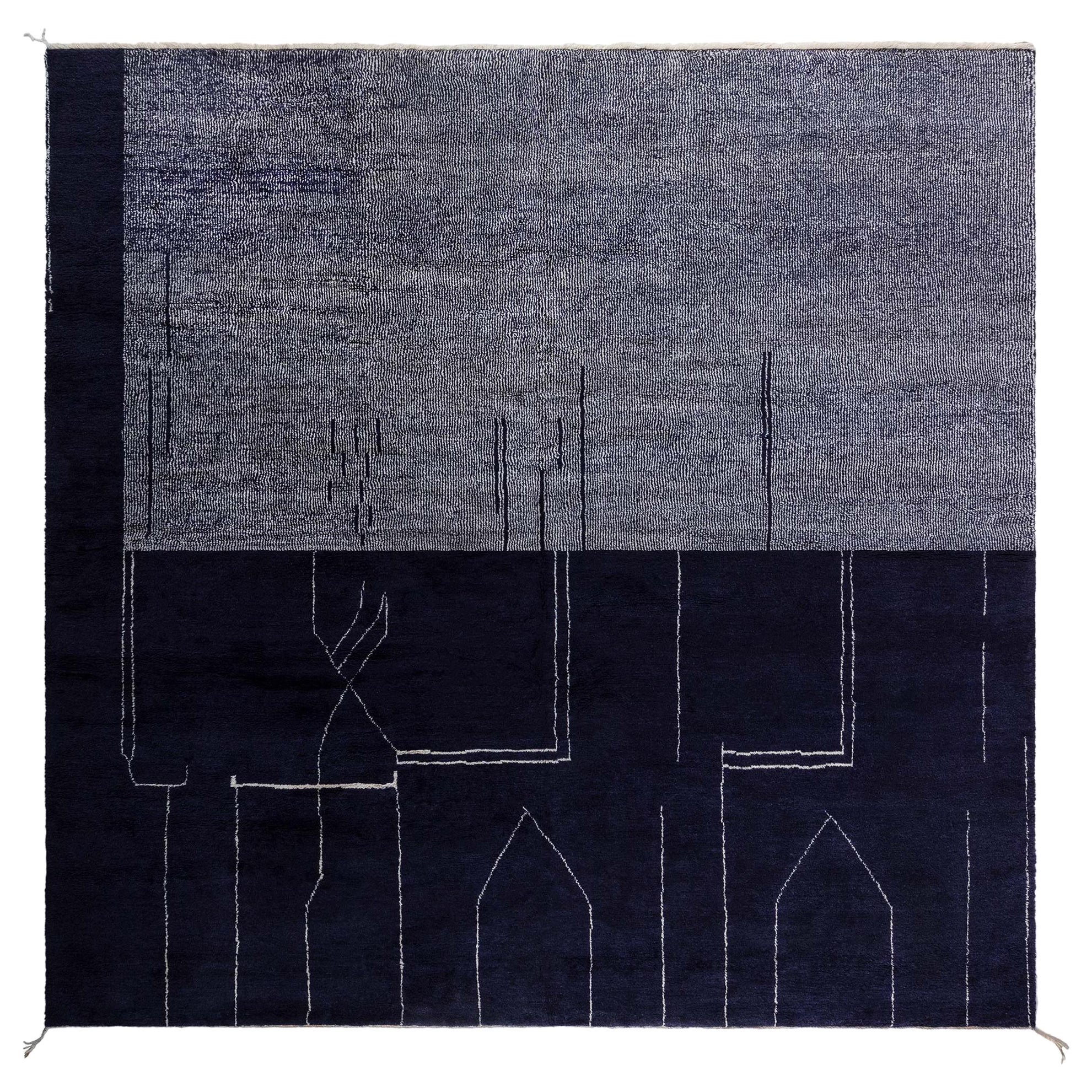 Modern Moroccan "Building Blocks" Hand-Knotted Wool Rug by Doris Leslie Blau
