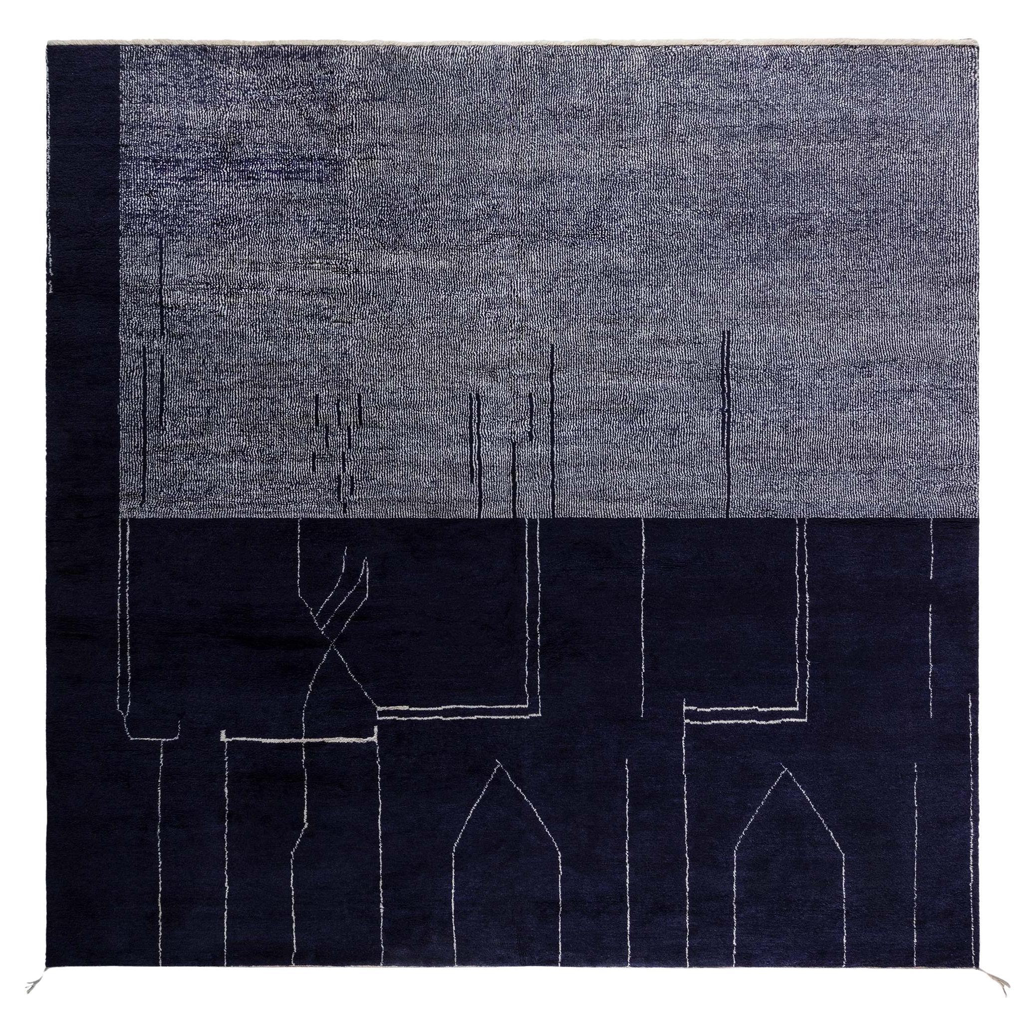 Modern Moroccan "Building Blocks" Hand-Knotted Wool Rug by Doris Leslie Blau For Sale