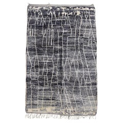 Tapis marocain moderne ivoire anthracite 10'9''x17'