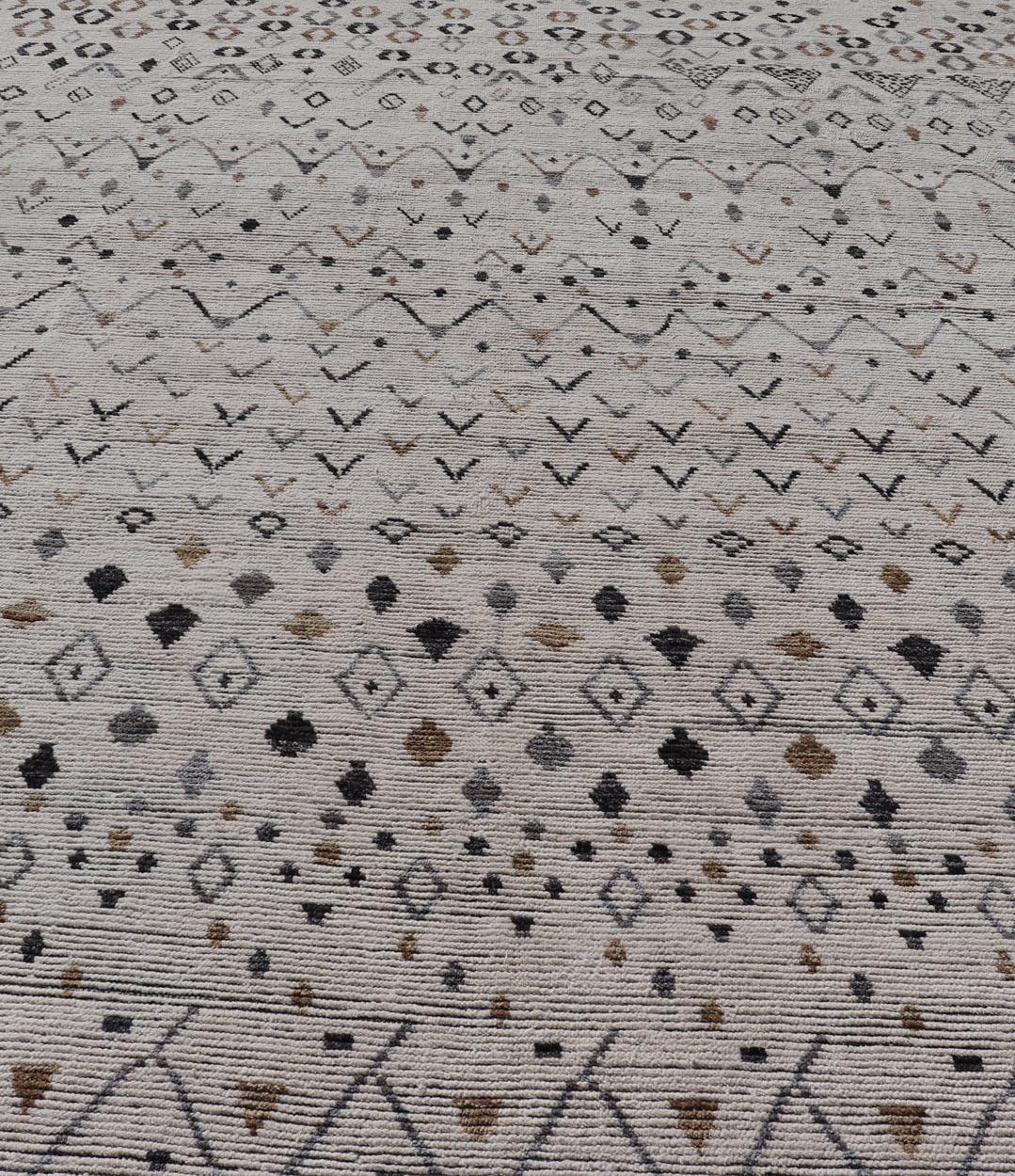 Modern Moroccan Charcoal Rug in Neutral Tones with Subdued Design 12'1 x 17'6 For Sale 3