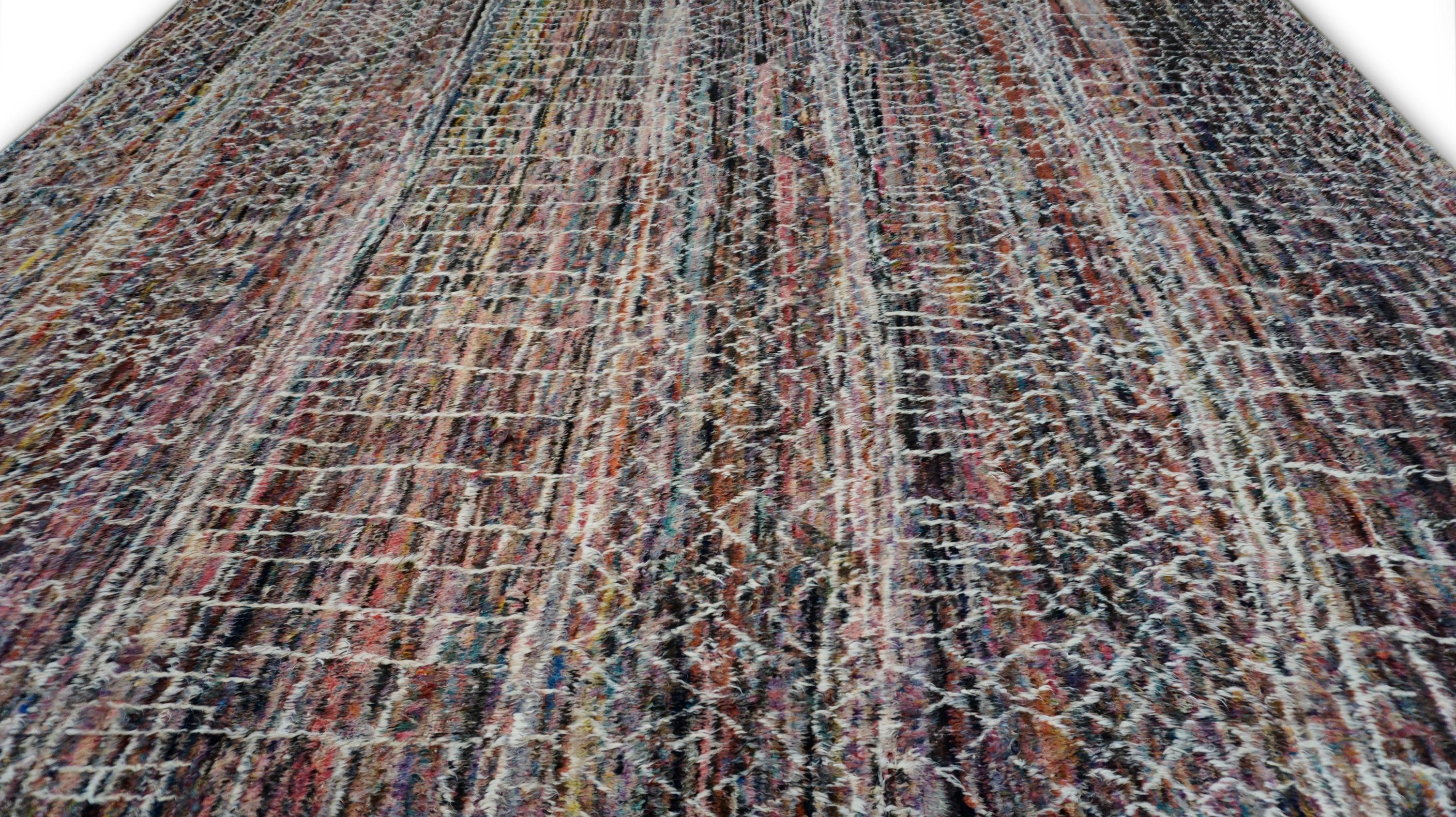 Modern Moroccan Colorful Wool Rug 10'2''x13'1'' In New Condition For Sale In Torrance, CA