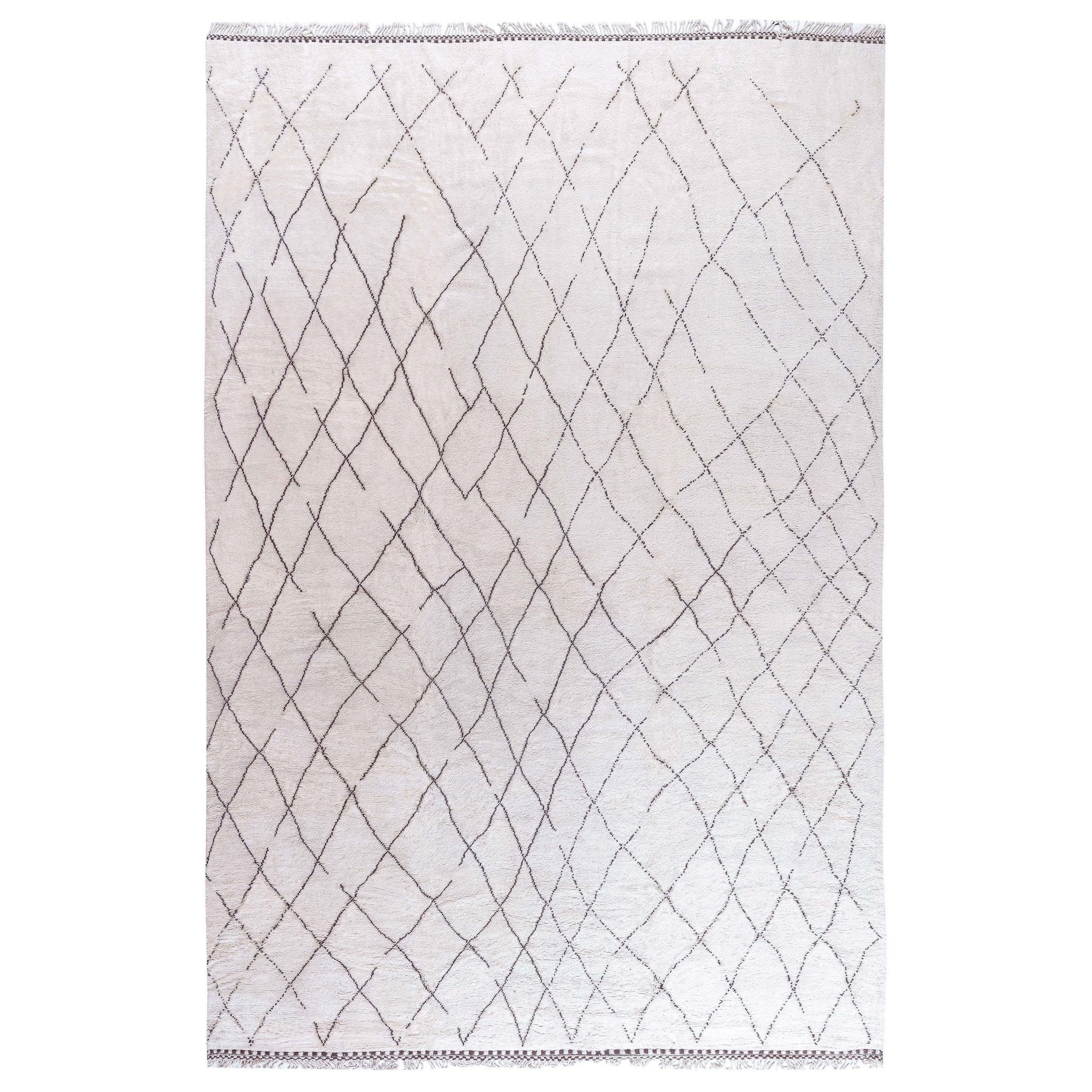 Modern Moroccan Diamond Hand-Knotted Wool Rug by Doris Leslie Blau