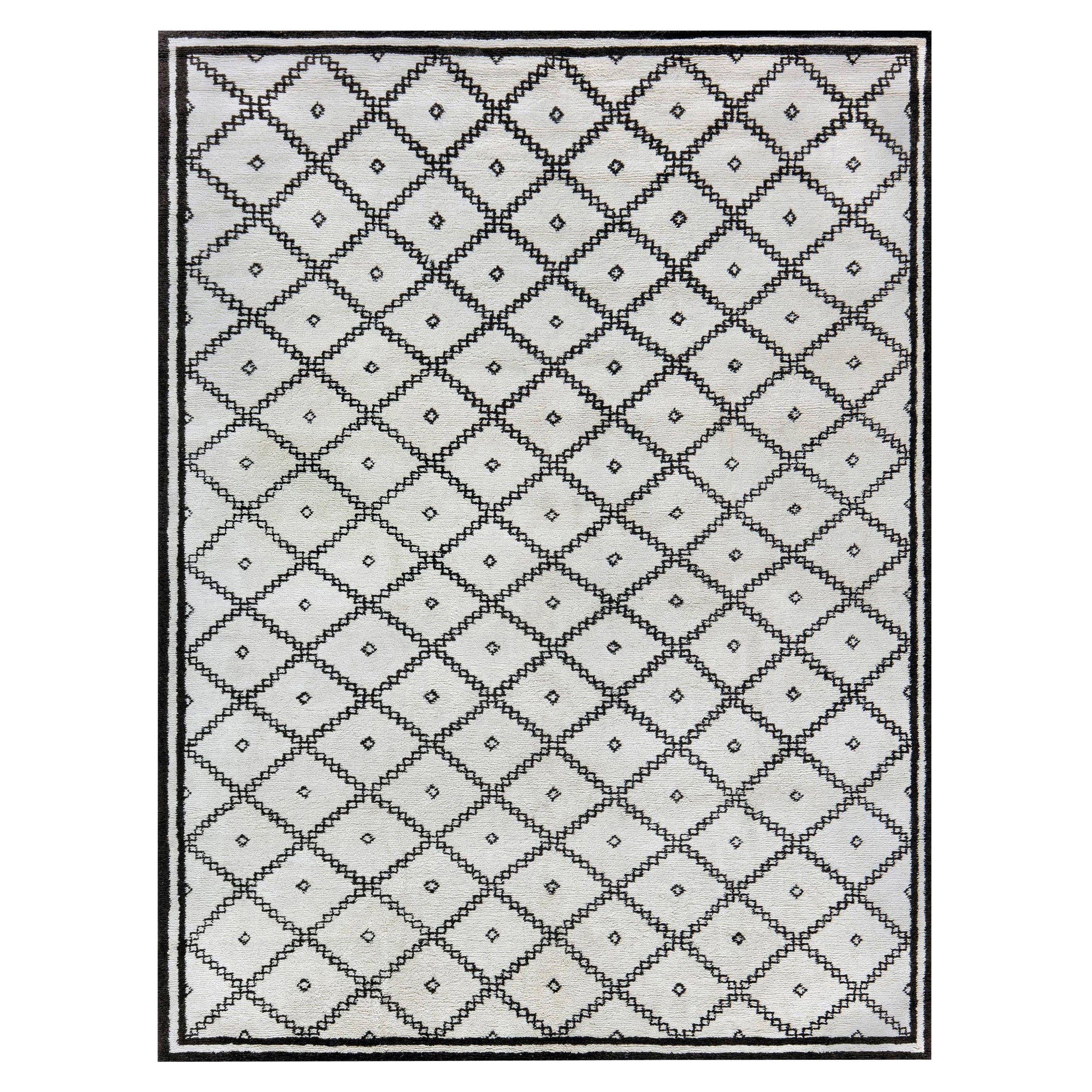 Modern Moroccan Diamond Hand-Knotted Wool Rug by Doris Leslie Blau
