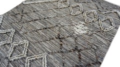 Modern Moroccan Earthy Grey Brown Pattern Wool Rug 5'3''x7'9''