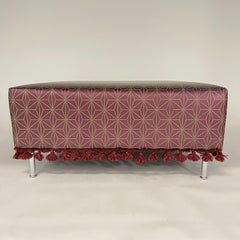 Modern Moroccan Embossed Leather Ottoman, USA