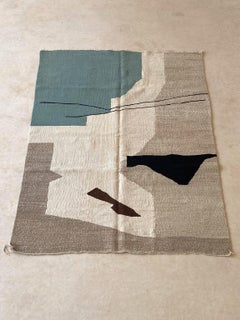 Modern Moroccan flatweave rug - Beige, brown, green - 6x8.3feet / 185x244cm