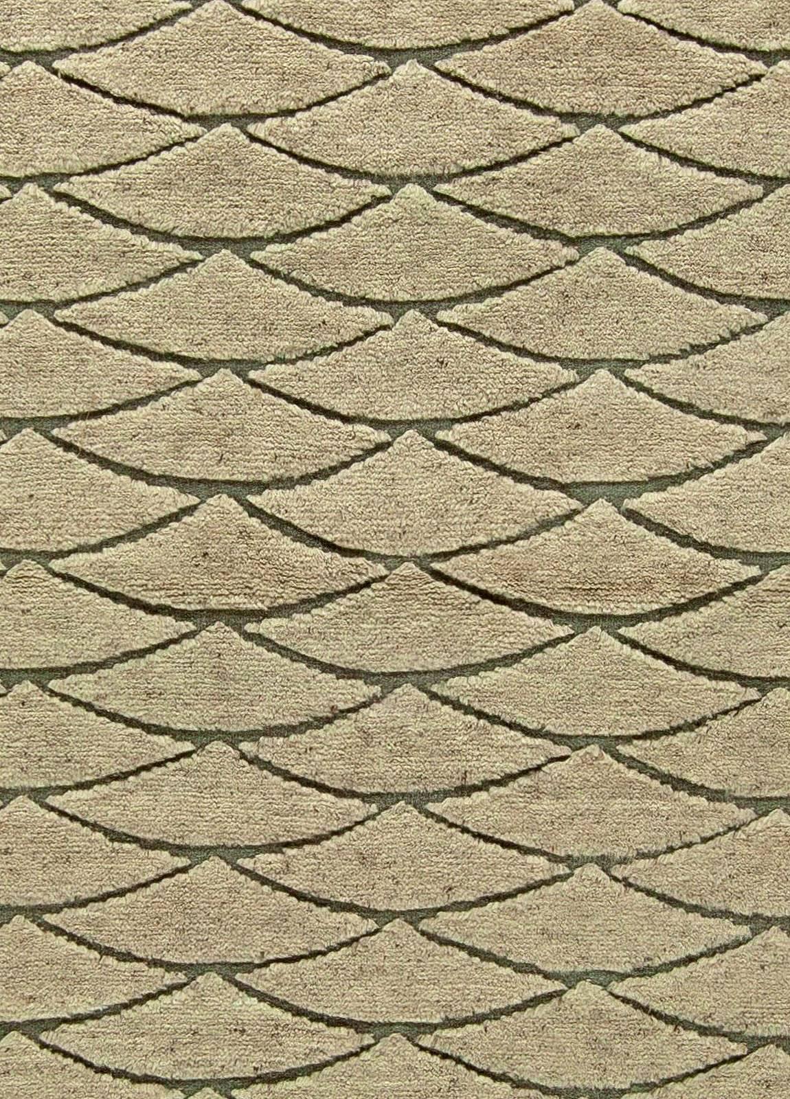 Modern Moroccan geometric beige and brown handmade wool rug by Doris Leslie Blau
Size: 12'5