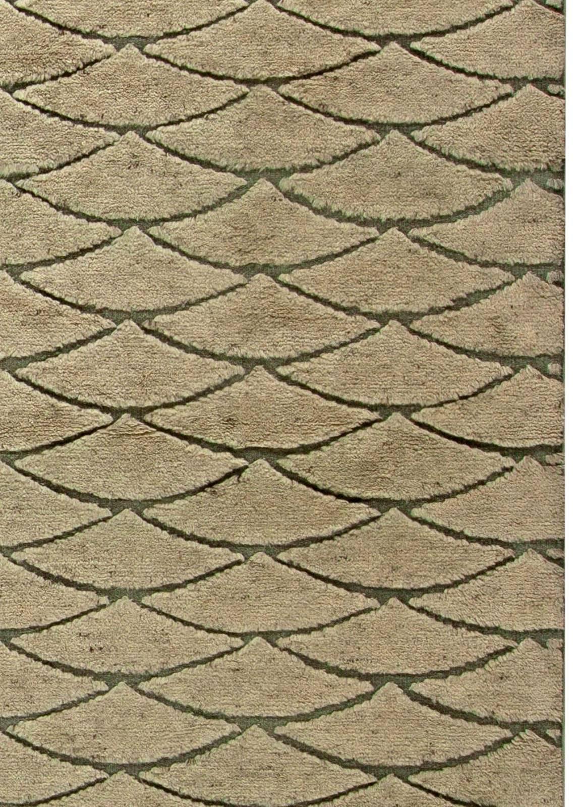 Hand-Knotted Modern Moroccan Geometric Beige and Brown Handmade Wool Rug by Doris Leslie Blau For Sale