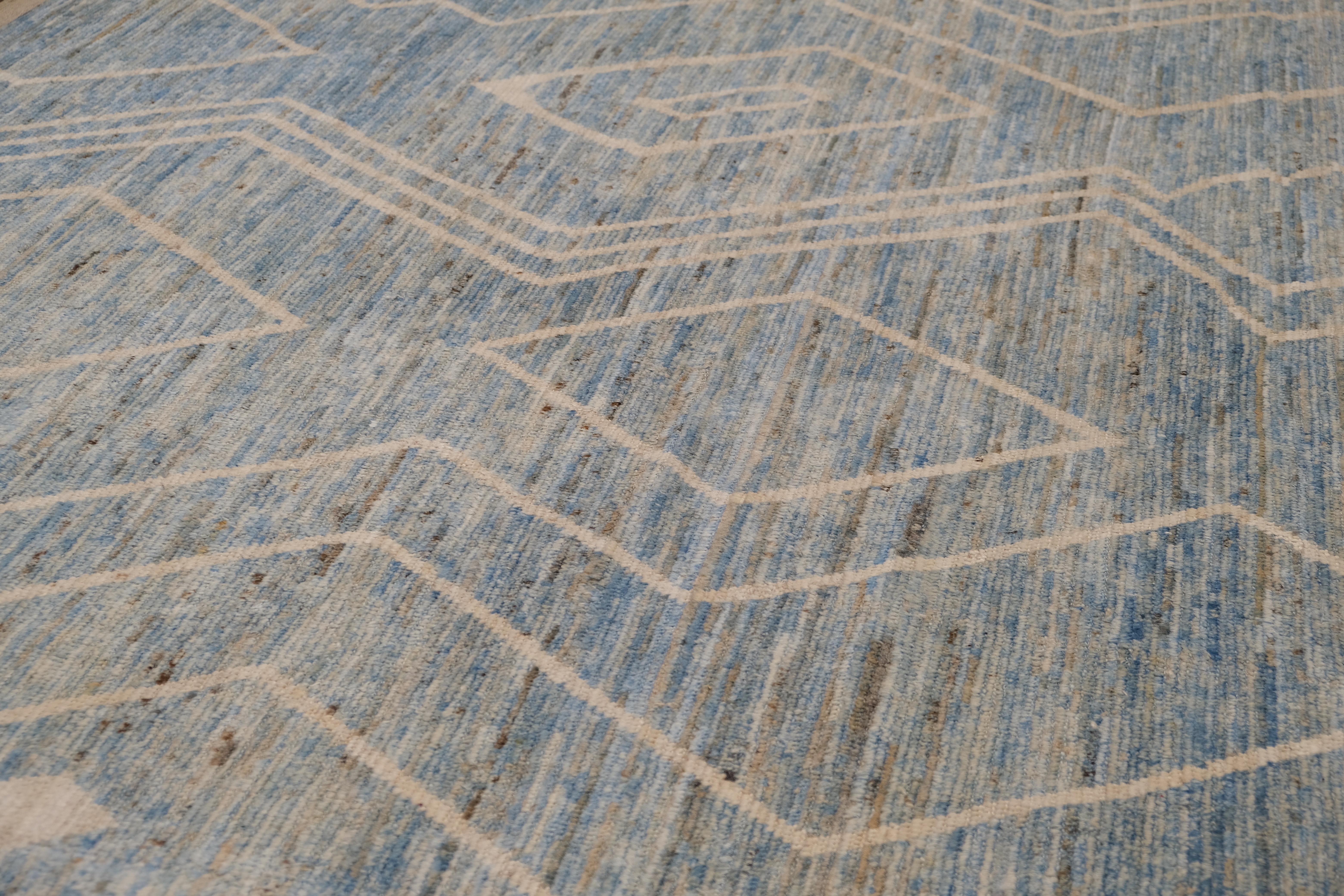 Bohemian Modern Moroccan Geometric Patterned Wool Rug 13'5''x18' For Sale