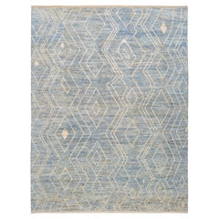 Modern Moroccan Geometric Patterned Wool Rug 13'5''x18'
