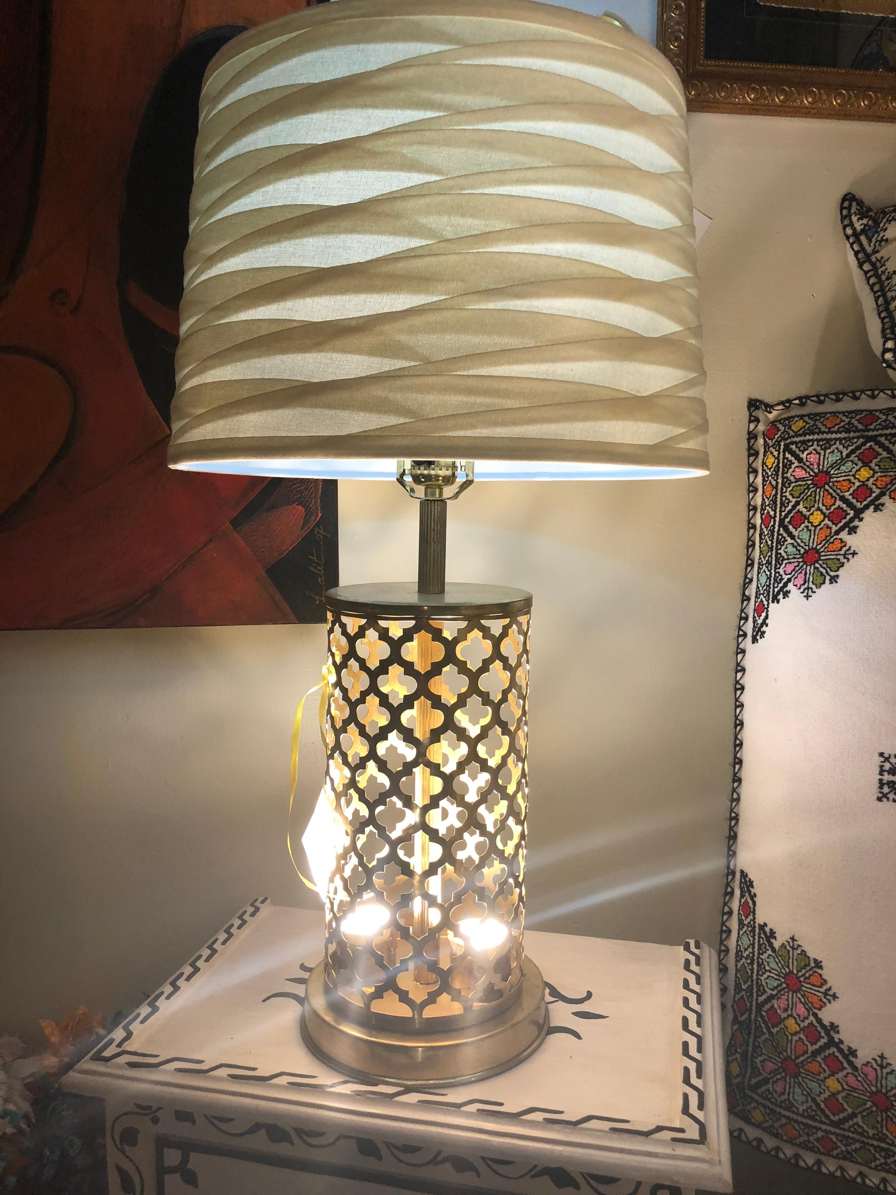 Details about   Handcrafted Moroccan Gold Brass Jeweled 24" Floor Lamp Light with Beaded Chains 