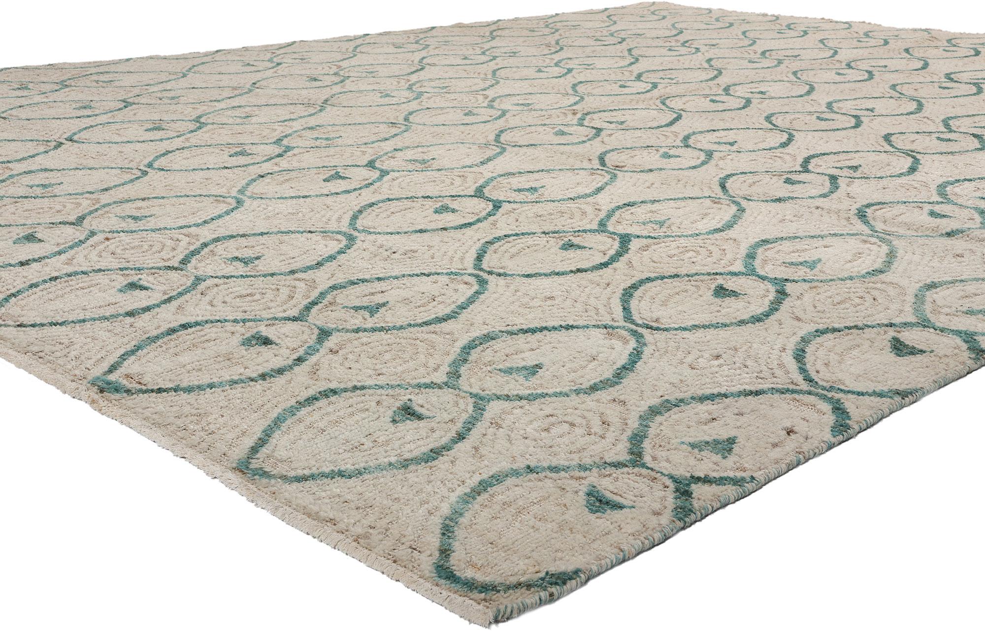 81076 Organic Modern Moroccan High-Low Rug, 08'10 x 11'09. Introducing our hand-knotted wool Organic Modern Moroccan high-low rug, a stunning embodiment of tranquil beauty inspired by the harmony of Japanese gardens and the timeless elegance of